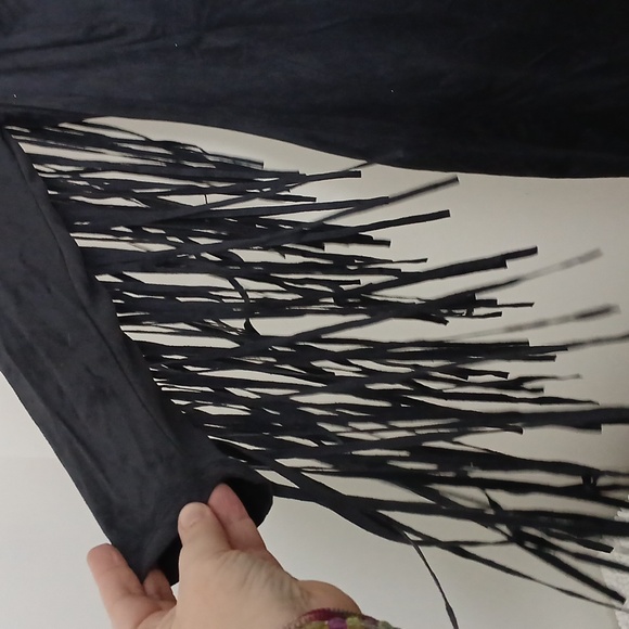 Love Culture Midi V Neck Boho Festival Cowgirl Sexy Fringe Sleeve Dress - Picture 5 of 16